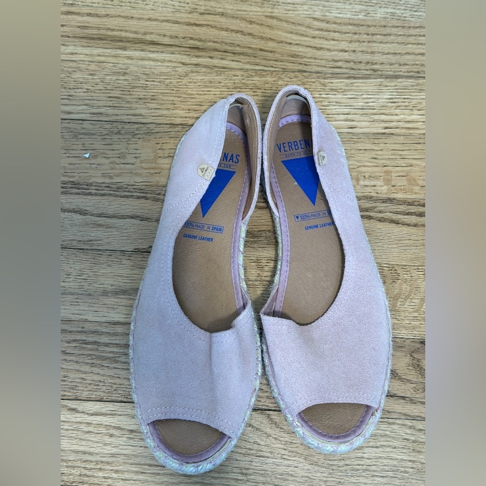 Verbenas Cruz Open Toe Suede Espadrille in Antique Pink Size 41 - Picture 6 of 11